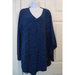 Soft Surroundings Paisley Blue Poncho Tunic Size Large